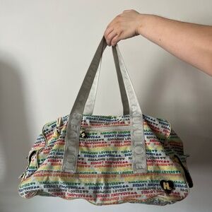 Harajuku Lovers rainbow print gray canvas purse set